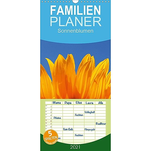Sonnenblumen - Familienplaner hoch (Wandkalender 2021 , 21 cm x 45 cm, hoch), Thomas Jäger