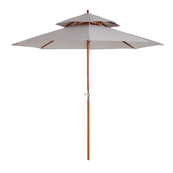 Sonnenschirm mit Doppeldach (Farbe: grau, Größe: 270 x 260 cm (ØxH))