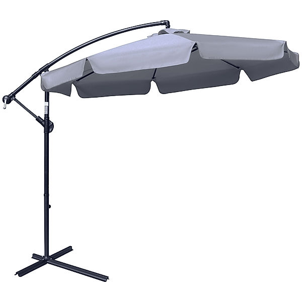 Sonnenschirm mit Kreuzfuß (Farbe: grau)