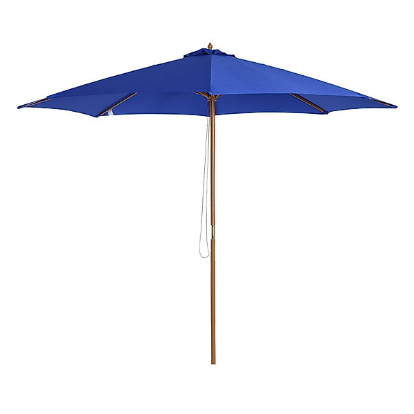 Sonnenschirm mit leichtgängigem Seilzug (Farbe: blau, Größe: 3 x 2,7 m (ØxH))