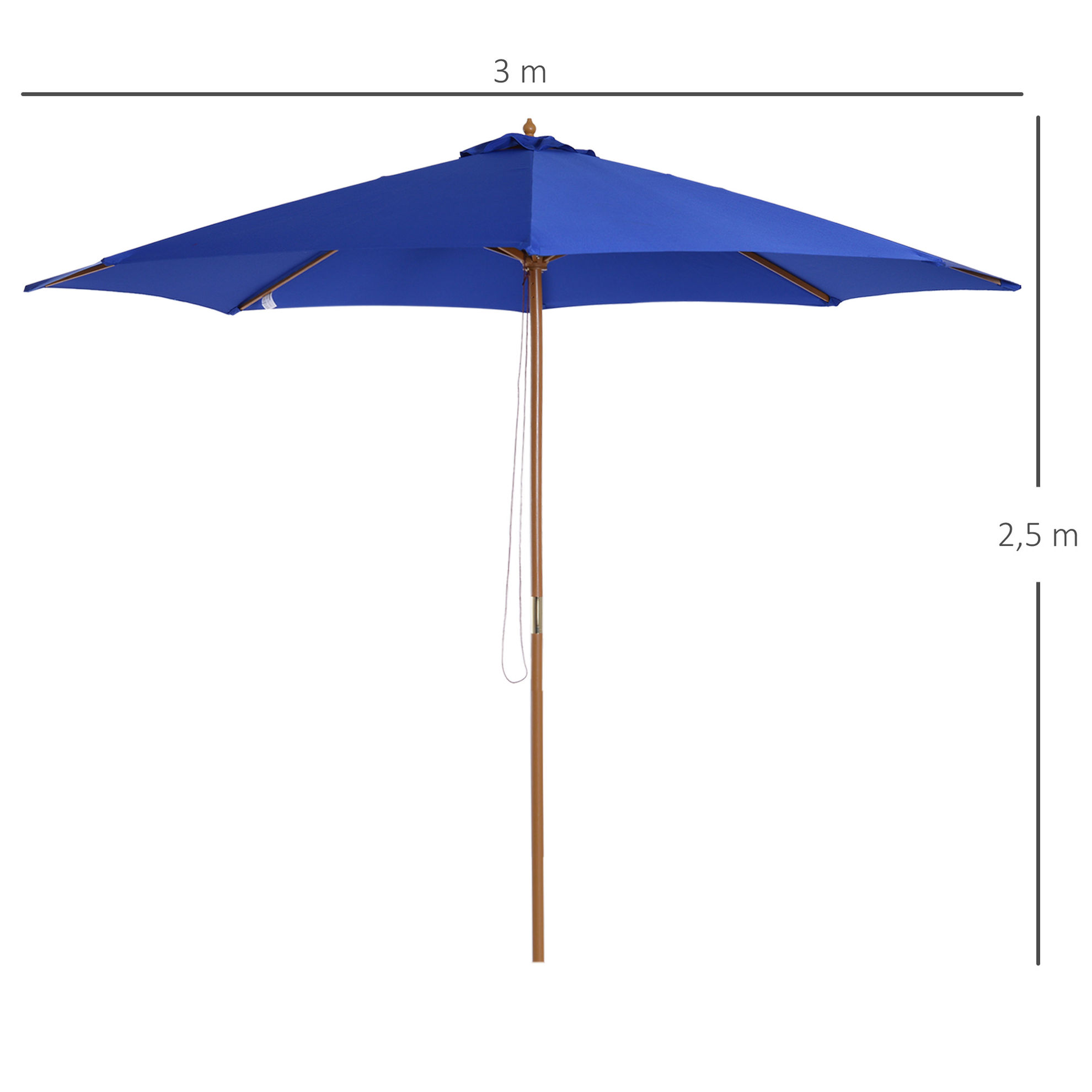 Sonnenschirm mit leichtgängigem Seilzug Farbe: blau, Größe: 3 x 2,7 m ØxH |  Weltbild.de