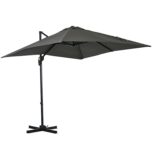 Sonnenschirm mit Standfuß und 3-stufiger Neigung grau (Farbe: grau)