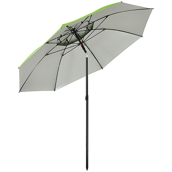 Sonnenschirm mit Tasche und einstellbarer Neigung grün (Farbe: grün)