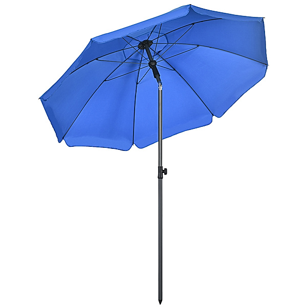 Sonnenshirm mit 8  Streben und einstellbarer Neigung blau (Farbe: blau)
