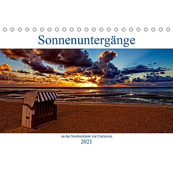 Sonnenuntergänge, an der Nordseeküste vor Cuxhaven (Tischkalender 2021 DIN A5 quer), Detlef Thiemann