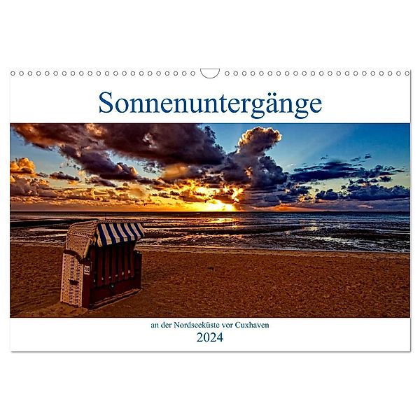 Sonnenuntergänge, an der Nordseeküste vor Cuxhaven (Wandkalender 2024 DIN A3 quer), CALVENDO Monatskalender, Detlef Thiemann
