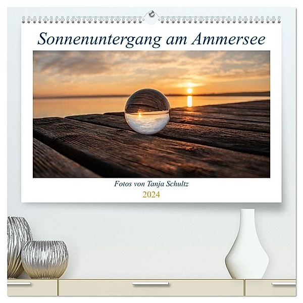 Sonnenuntergang am Ammersee (hochwertiger Premium Wandkalender 2024 DIN A2 quer), Kunstdruck in Hochglanz, Tanja Schultz