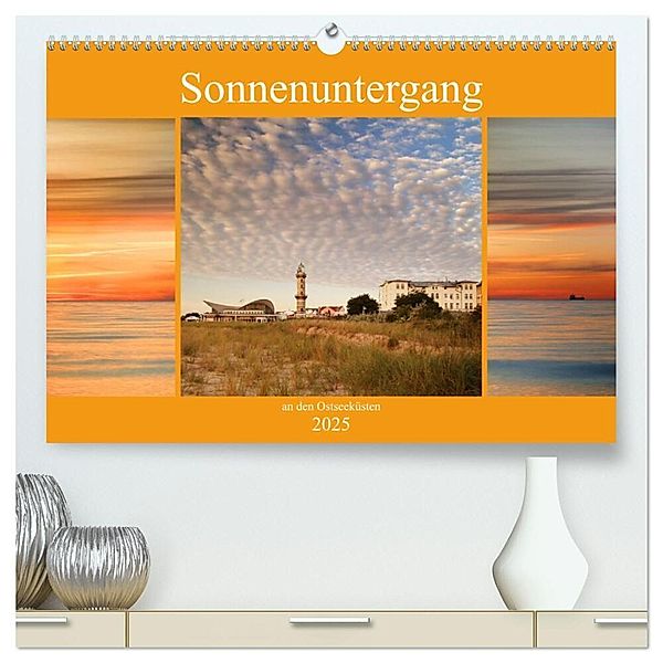 Sonnenuntergang an der Ostsee (hochwertiger Premium Wandkalender 2025 DIN A2 quer), Kunstdruck in Hochglanz, Calvendo, Thomas Deter