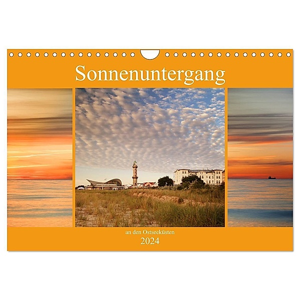 Sonnenuntergang an der Ostsee (Wandkalender 2024 DIN A4 quer), CALVENDO Monatskalender, Thomas Deter