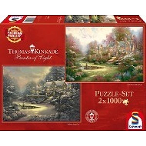 Sonnenuntergang in Riverbend / Winter in Riverbend (Puzzle), Thomas Kinkade