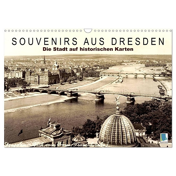 Souvenirs aus Dresden - Die Stadt auf historischen Karten (Wandkalender 2024 DIN A3 quer), CALVENDO Monatskalender, Calvendo