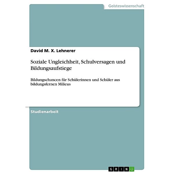 Soziale Ungleichheit, Schulversagen und Bildungsaufstiege, David M. X. Lehnerer