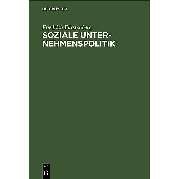 Soziale Unternehmenspolitik, Friedrich Fürstenberg