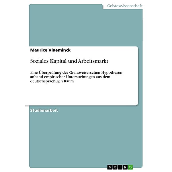 Soziales Kapital und Arbeitsmarkt, Maurice Vlaeminck