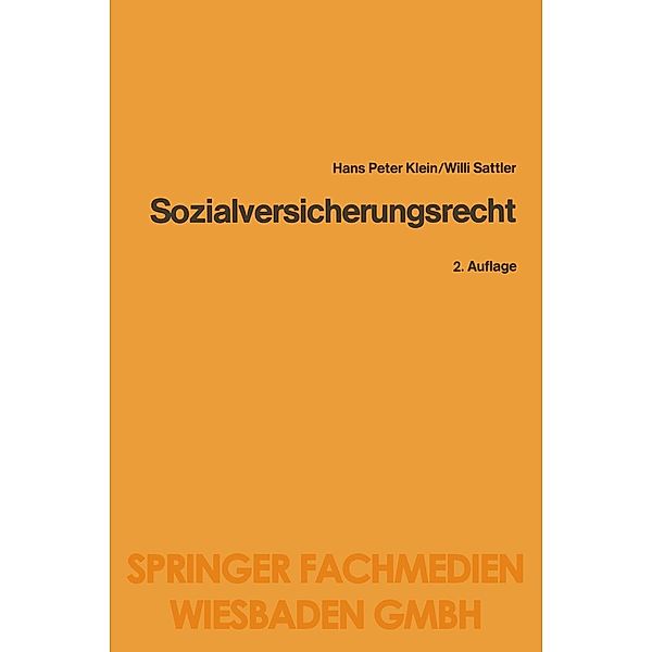 Sozialversicherungsrecht / Gabler-Studientexte, Heinz-Peter Klein, Willi Sattler