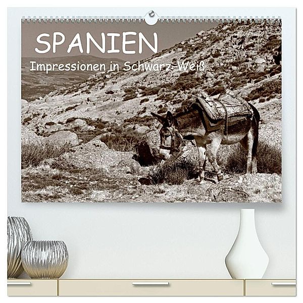 Spanien Impressionen in Schwarz-Weiss (hochwertiger Premium Wandkalender 2024 DIN A2 quer), Kunstdruck in Hochglanz, Benny Trapp