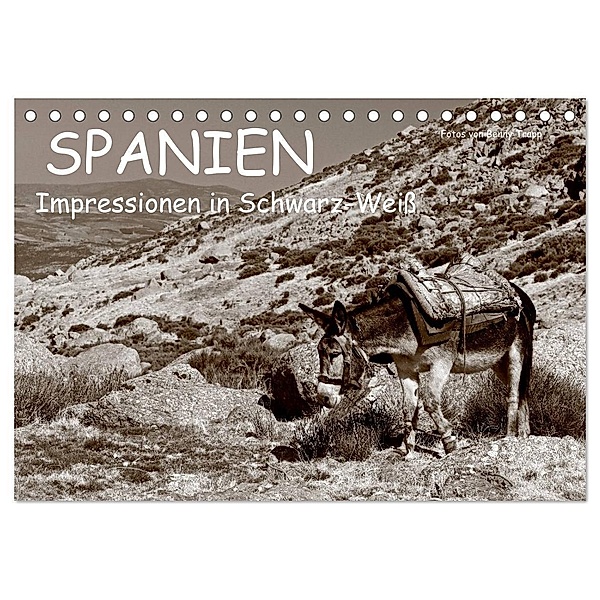 Spanien Impressionen in Schwarz-Weiss (Tischkalender 2024 DIN A5 quer), CALVENDO Monatskalender, Benny Trapp