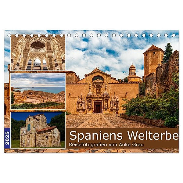 Spaniens Welterbe (Tischkalender 2025 DIN A5 quer), CALVENDO Monatskalender, Calvendo, Anke Grau