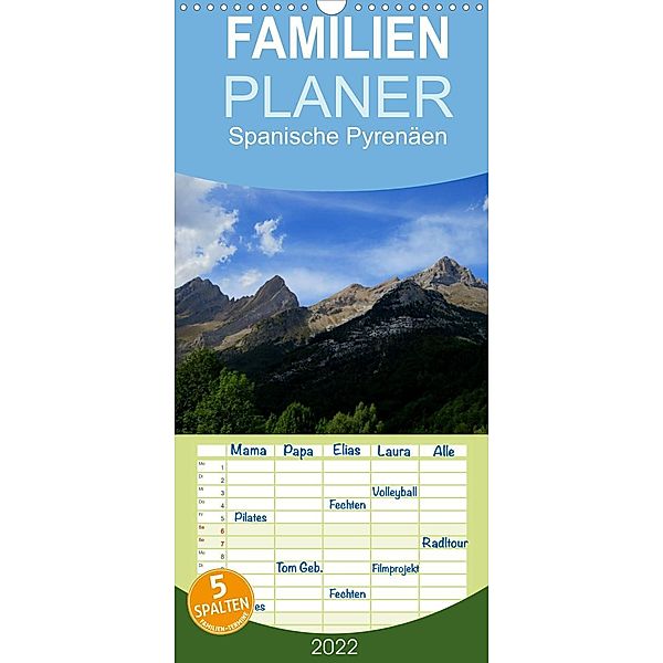 Spanische Pyrenäen - Familienplaner hoch (Wandkalender 2022 , 21 cm x 45 cm, hoch), Heidrun Kiegel