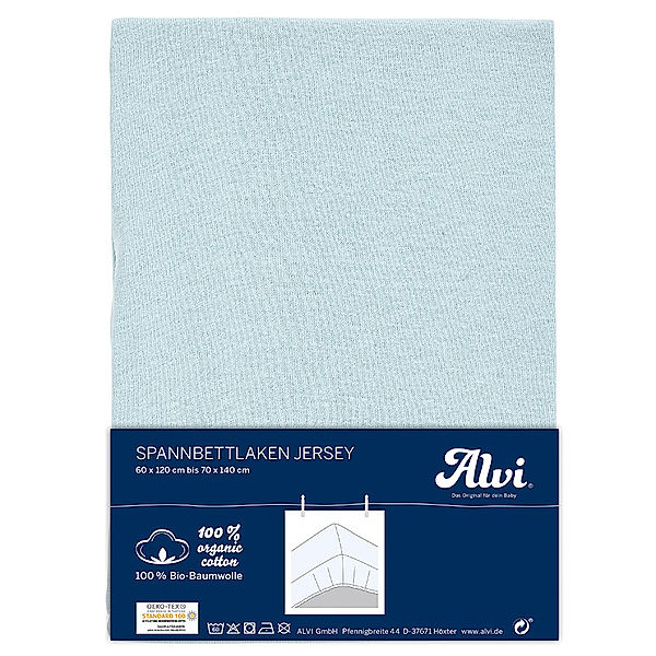 Alvi® Spannbettlaken LITTLE BED – NATURE (70x140) aus Jersey in bleu