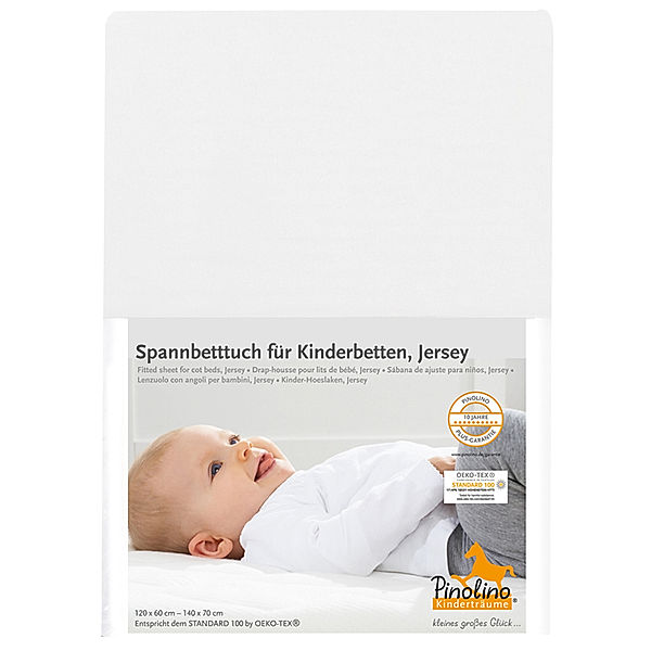 Pinolino Spannbetttuch (70x140cm) für Kinderbetten (Farbe: weiß)