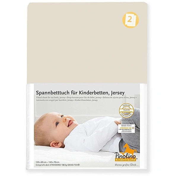 Pinolino Spannbetttücher (120x60/140x70) 2er-Pack für Kinderbetten (Farbe: grau)