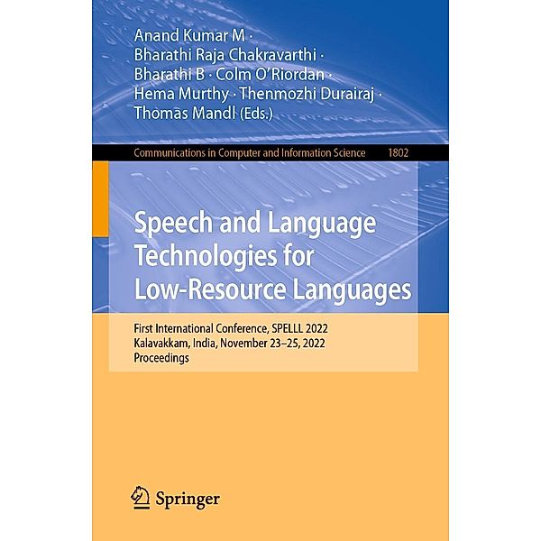 Speech and Language Technologies for Low-Resource Languages / Communications in Computer and Information Science Bd.1802