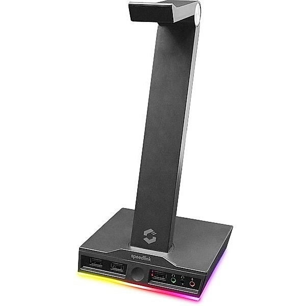 SPEEDLINK EXCELLO RGB Headset Stand, 3-Port USB 2.0 Hub, integrated Soundcard, black
