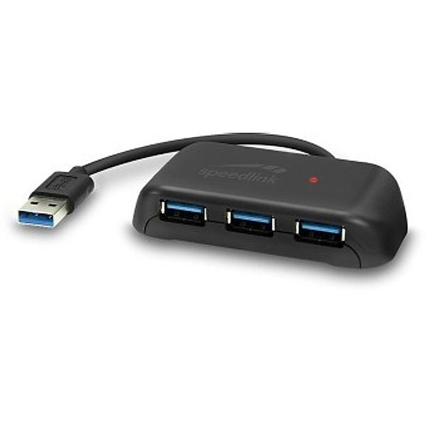 SPEEDLINK SNAPPY EVO USB Hub, 4-Port, USB 3.0, USB 3.1 Gen 1, USB 3.2 Gen 1 (5 Gbit/s), Passive, black