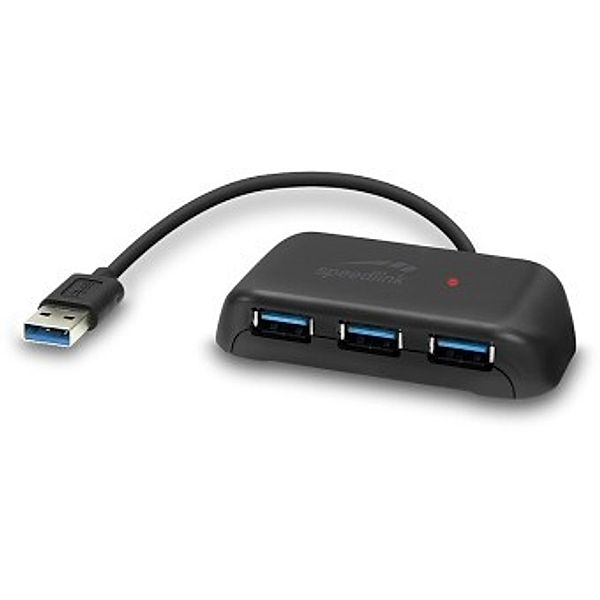 SPEEDLINK SNAPPY EVO USB Hub, 4-Port, USB 3.0, USB 3.1 Gen 1, USB 3.2 Gen 1 (5 Gbit/s), Active, black
