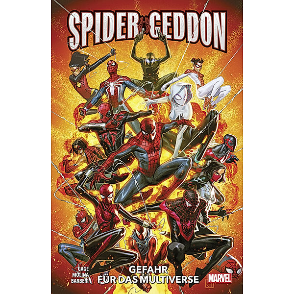 Spider-Geddon, Gefahr für das Multiverse, Christos N. Gage, Jorge Molina, Carlo Barberi, James Asmus, Cullen Bunn, Jed MacKay, Nilah Magruder, Ryan North, Geoffrey Throne, Alberto Alburquerque, Mark Bagley, Stefano Caselli, Clayton Crain, Javier Garron, Juan Gedeon, Todd Harris, Scott Koblish, Todd Nauck, Javier Pulido, Joey Vazues, Sheldon Vella, David A. Williams