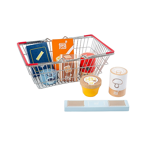 small foot® Spiel-Lebensmittel-Set FRESH mit Einkaufskorb 9-teilig aus Holz