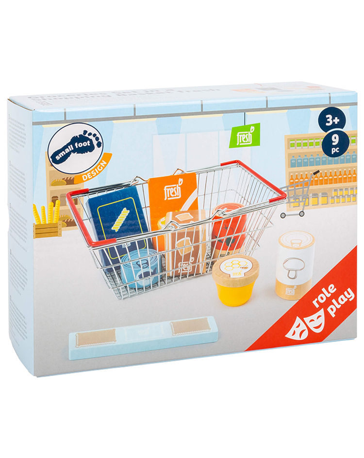 Spiel-Lebensmittel-Set FRESH mit Einkaufskorb 9-teilig aus Holz