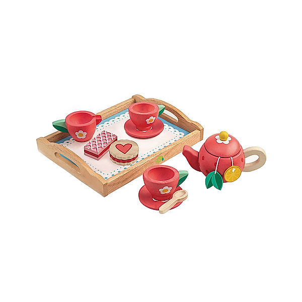 Tender Leaf Toys Spiel-Teeset TEATIME 12-teilig aus Holz in rot
