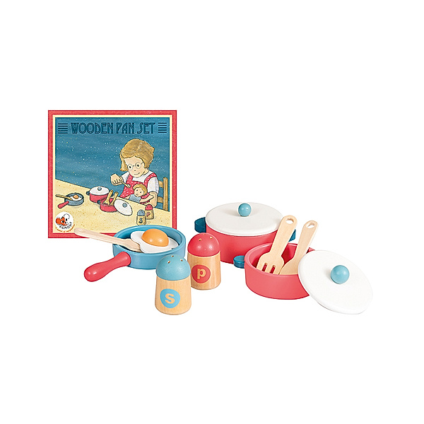 Egmont Toys Spielküchen-Zubehör PFANNE UND TÖPFE 11-teilig aus Holz