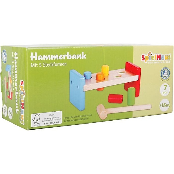 SpielMaus Holz Hammerbank, 7-teilig