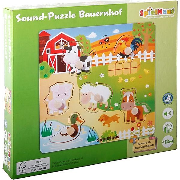 SpielMaus Holz Sound Holzpuzzle Bauernhof