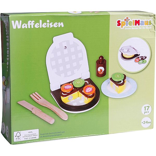 SpielMaus Holz Waffeleisen mit Zubeh?r, 13-teilig