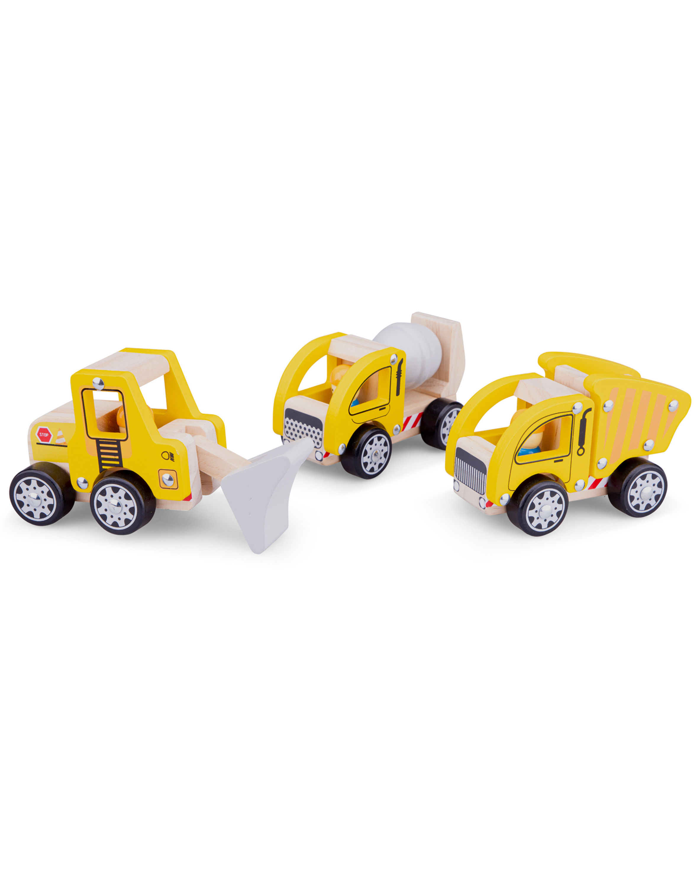 Spielzeugautos BAUFAHRZEUGE 3-teilig aus Holz in gelb kaufen