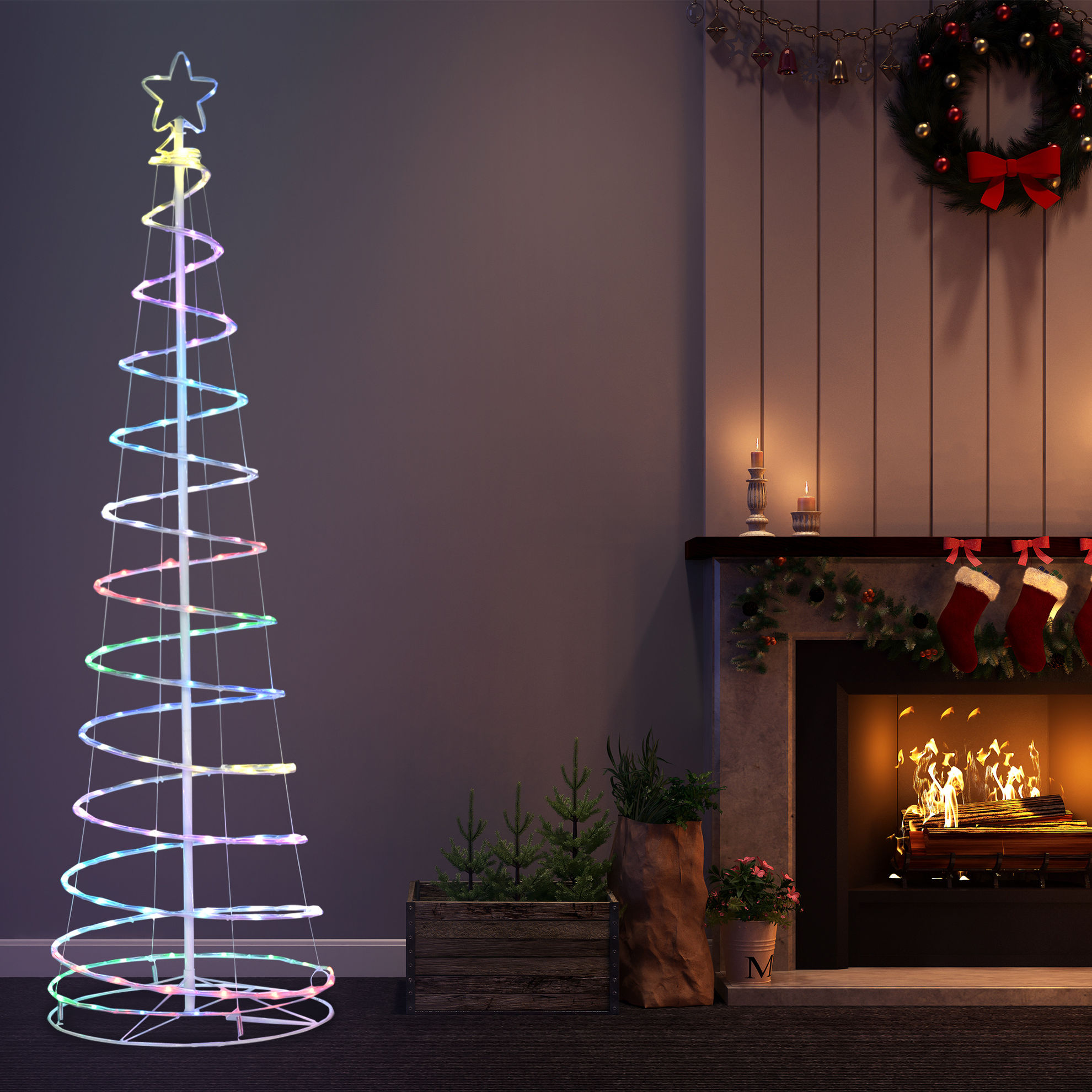Spiralbaum LED 135 LED-Lichter und 32 Modi RGB-Licht, ist  spritzwassergeschützt. | Weltbild.de