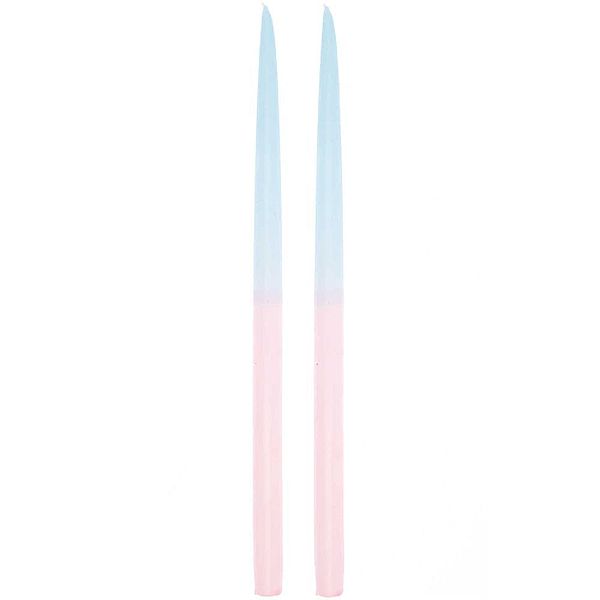 Spitzkerzen 28 cm, Dip Dye, Blau/Rosa