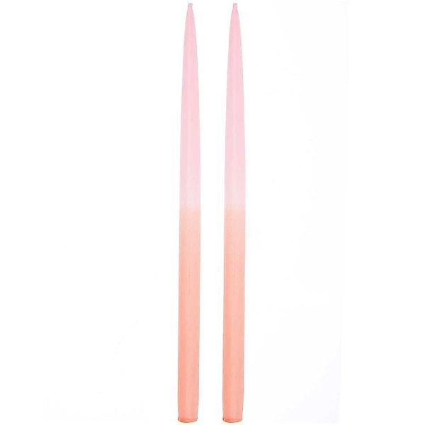 Spitzkerzen 28 cm, Dip Dye, Rosa/Orange