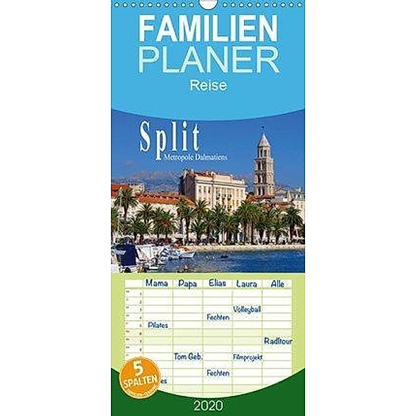 Split Metropole Dalmatiens - Familienplaner hoch (Wandkalender 2020 , 21 cm x 45 cm, hoch)