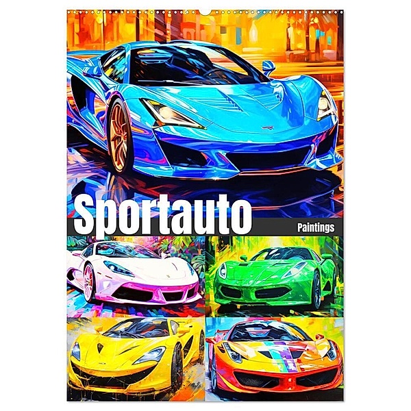 Sportauto Paintings (Wandkalender 2024 DIN A2 hoch), CALVENDO Monatskalender, Rose Hurley