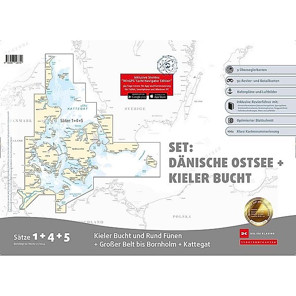 Sportbootkarten Satz 1, 4 und 5   Set: Dänische Ostsee und Kieler Bucht (Ausgabe 2024)