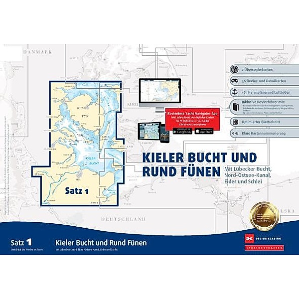 Sportbootkarten Satz 1: Kieler Bucht und Rund Fünen (Ausgabe 2021), Team Technology Engineering+ Marketing GmbH Dr. Dirk Blume, Nautik Net Petra Blume