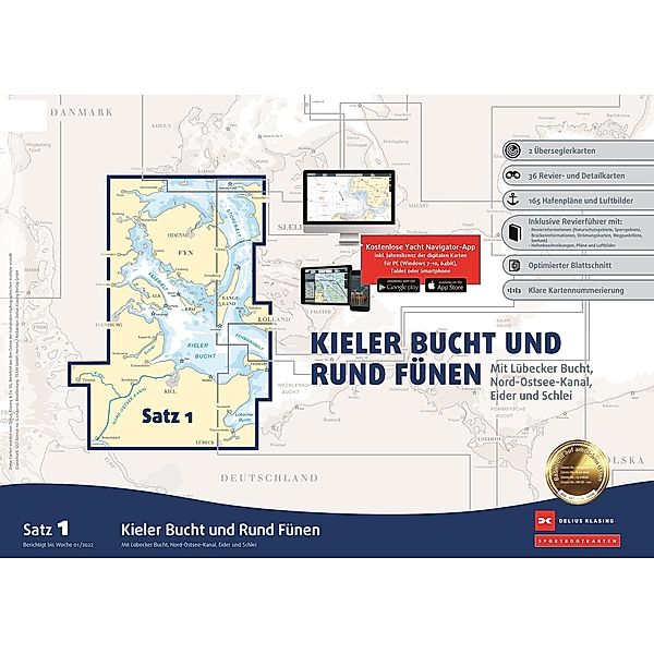 Sportbootkarten Satz 1: Kieler Bucht und Rund Fünen (Ausgabe 2022), Team Technology Engineering+ Marketing GmbH Dr. Dirk Blume, Nautik Net Petra Blume