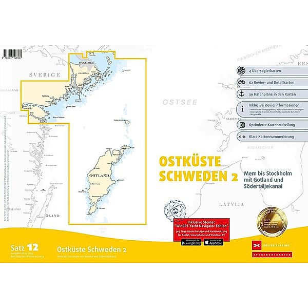 Sportbootkarten Satz 12: Ostküste Schweden 2 (Ausgabe 2024/2025)