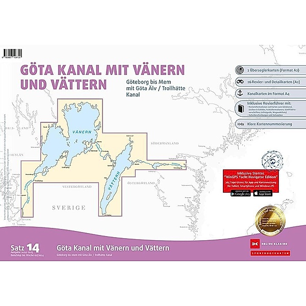 Sportbootkarten Satz 14: Göta Kanal mit Vänern und Vättern (Ausgabe 2024/2025)