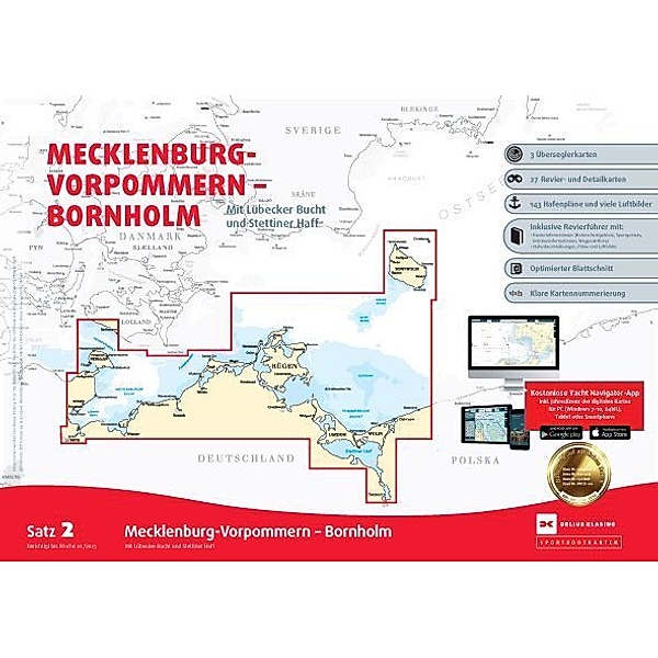 Sportbootkarten Satz 2: Mecklenburg-Vorpommern - Bornholm (Ausgabe 2023), Team Technology Engineering+ Marketing GmbH Dr. Dirk Blume, Nautik Net Petra Blume